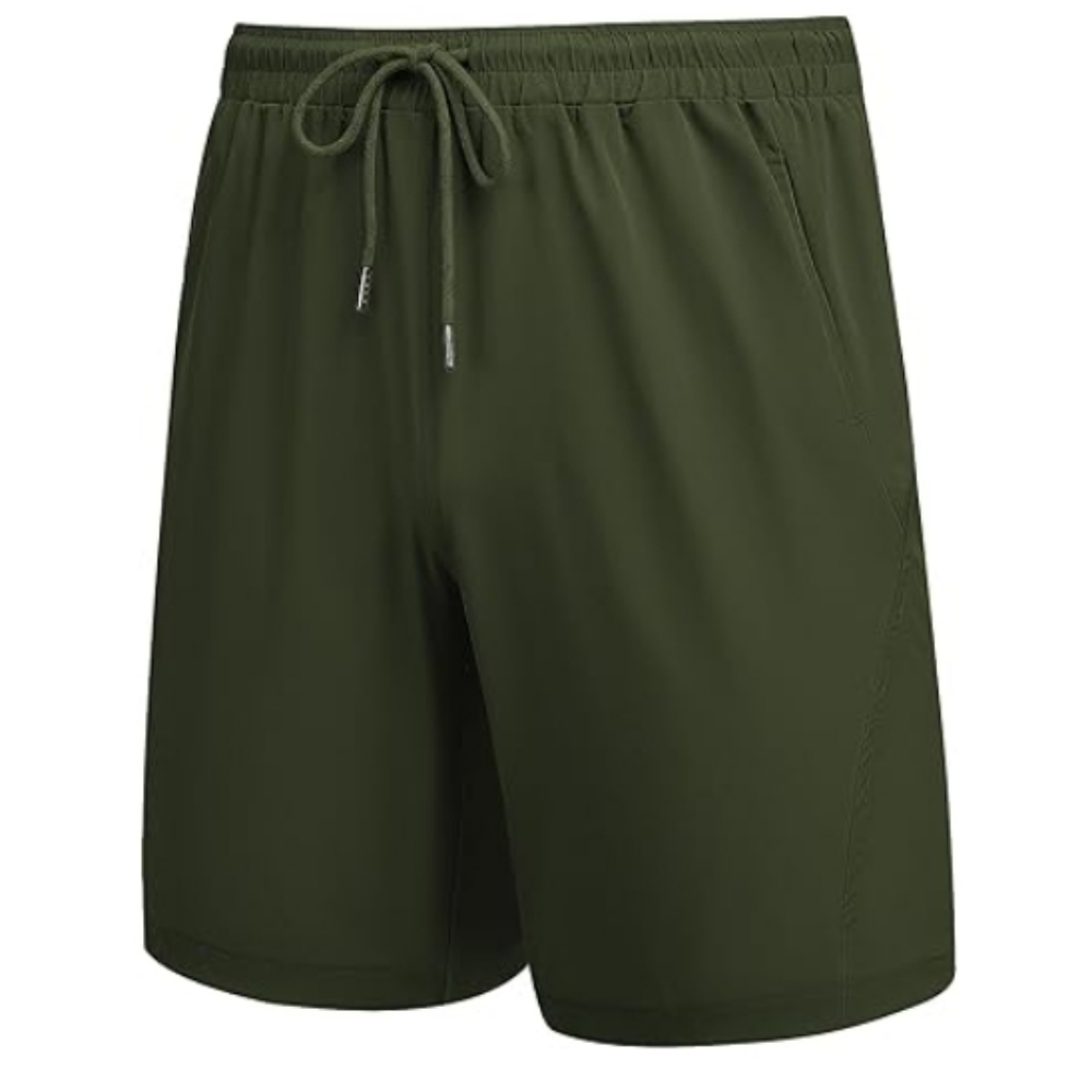 Men's Running Athletic Shorts Gym Workout  Elastic Waist Army Green